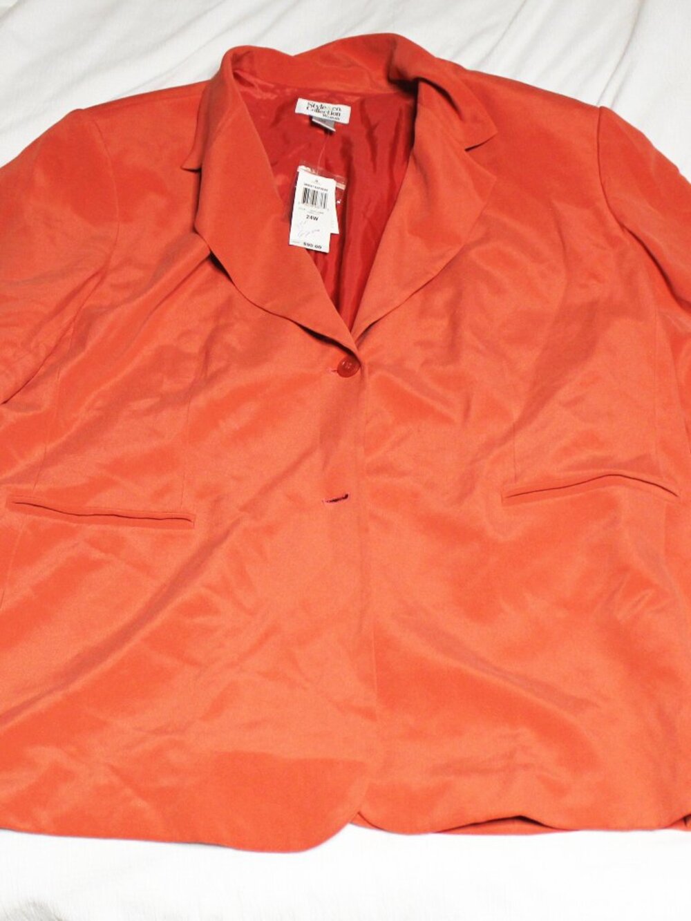 NWT Style & Co 100% Silk Blazer 24W Tiger Lily Coral Red Plus Size